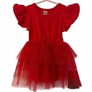 Red baby girl dress with tutu sz 0-3m perfect for Christmas holidays